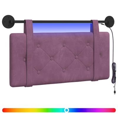 vidaXL - Hangend - hoofdbord - Met - LED-verlichting - Paars - Fluweel