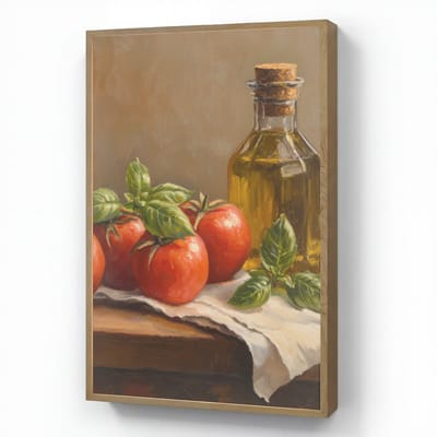 Wandlamp 60x90 cm - Oplaadbaar - Tomaten - Olijfolie - Stilleven - Wandlampen binnen woonkamer - Slaapkamer lamp - Decoratieve nachtlamp - Vloerlamp draadloos