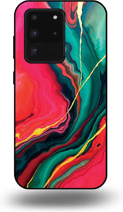 Smartphonica Telefoonhoesje Geschikt voor Samsung Galaxy S20 Ultra met Rood Groen Marmer Opdruk - TPU Backcover Case Red Green Marble Design geschikt voor Samsung Galaxy S20 Ultra