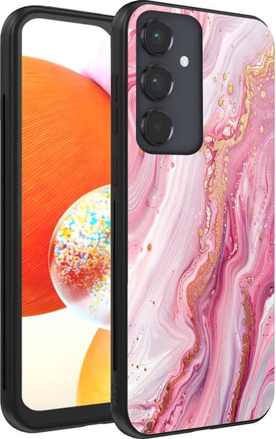 Smartphonica Telefoonhoesje geschikt voor Samsung Galaxy A14 met marmer opdruk - TPU backcover case marble design - Roze geschikt voor Samsung Galaxy A14
