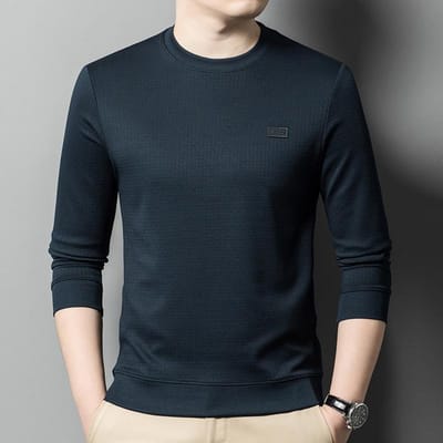 Nieuwe Heren Trui met Ronde Hals Casual Verdikkende Gebreide Heren Lange Mouw Warme en Losse Onderhemd Top Herenkleding 4XL black