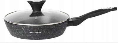Antiaanbak Braadpan - Diepe Koekenpan - Gezond Koken - Gemarmerde Coating - 20 cm - Zwart