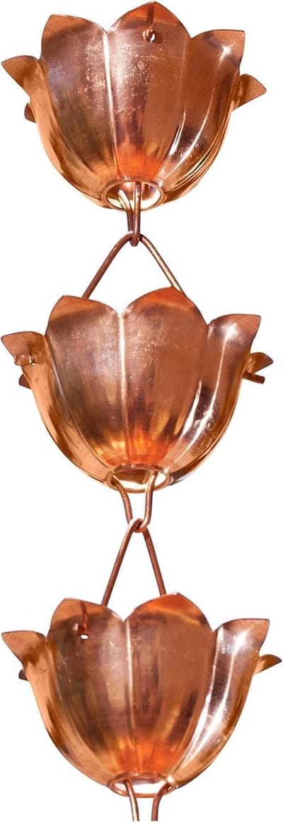 Regenketting - Watergeleider - Tuin Decoratie - Lotus Bloem Ontwerp - 2.6 Meter - Koper