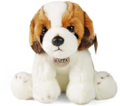 Rappa ECO knuffel Sint Bernard 30 cm - realistische knuffel hond van recyclede PET flessen - bruin, wit