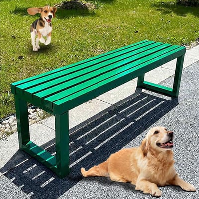 Metalen Tuinbank - Buitenbank Metaal - Zitplaats Buiten - Smeedijzer Constructie - 120cm Breed - Groen
