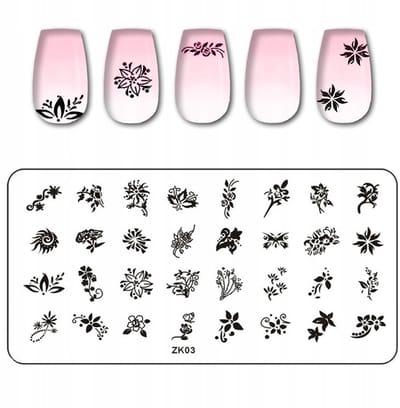 Born Pretty - Nagelstempel Plaat - ZK-03 - Bloem- en Ornamentenpatroon