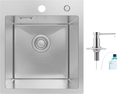 SOFETIY MAX Spoelbak voor keuken 40x45cm - Spoelbak Keuken Met Zeepdispenser - Spoelbakken Keuken - Wasbak Keuken - Voor Kasten van 40 cm