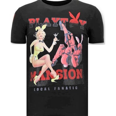 Luxe Heren T shirt - The Playtoy Mansion - Zwart