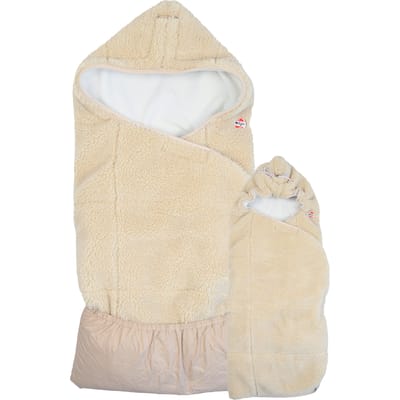 Lodger Wrapper - Teddy Wikkeldeken voor Autostoel - Creme - 0-9 Maanden - Verstelbaar - Omslagdoek Baby