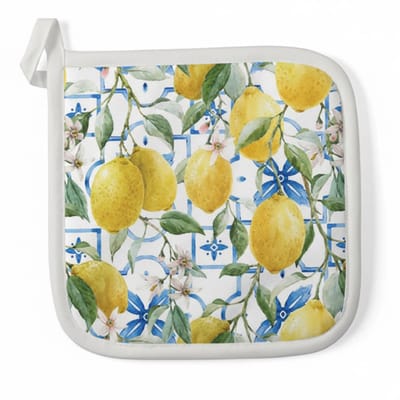 Ambiente Pannenlap Mediterranean Lemons wit geel 20x20cm