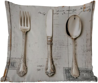 Tuinkussen - Zilver - Bestek - Hout - 40x40 cm - Weerbestendig