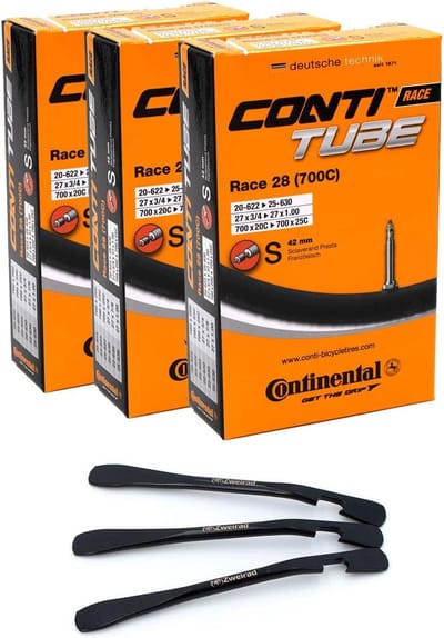 Set van 3 Continental Race Fiets Binnenbanden 28 Inch SV 42 mm (20/25-622/630) + 3 Bandenlichters