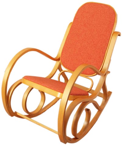 Schommelstoel M41, draaifauteuil TV-fauteuil, massief hout ~ eiken look, stof/textiel oranje
