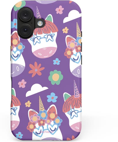 Casetastic hoesje geschikt voor Apple iPhone 16 - MagSafe - Dubbellaagse bescherming - Eenhoorn Magie - Fashion Case - Lavendel Wit Lichtroze