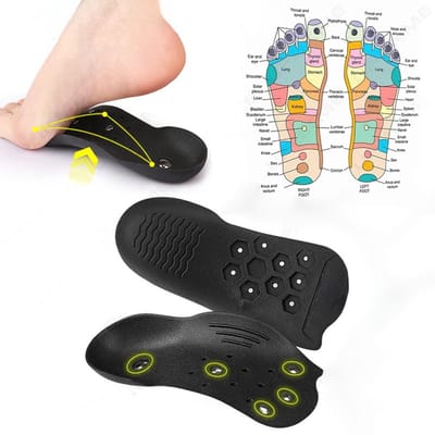 Magnetische Steunzolen Maat M (EU 35-39) – Inlegzolen voor Platvoeten, Overpronatie, Onderpronatie & Hielpijn | Corrigerende Voetsteun met Massagewerking bij XO-Benen