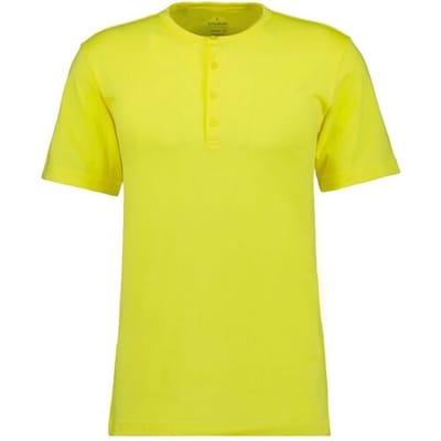 Ragman T-Shirt Serafino Round Neck Uni Pima Cotton Geel / male