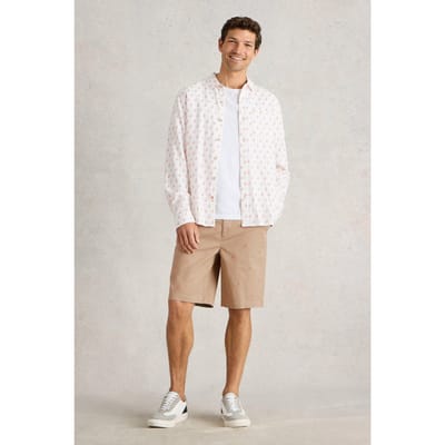 White Stuff Flamingo Chino Short Natural Print Maat: W30 REGULAR | Korte Broeken Outlet | Heren | Beige