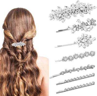 Elegante Haarclips in Bladvorm met Strass voor Bruidskapsels - 7 Stuks, Perfecte Accessoires voor Bruiloften en Feestjes