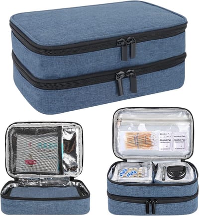 Famanu – Koeltas voor medicijnen, dubbellaags thermotas voor medicatie, reistas, draagbare noodmedicijnen, reisetui