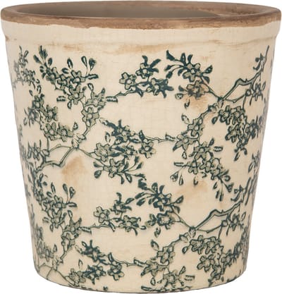 Clayre & Eef Bloempot Ø 17x16 cm Beige Keramiek Bloemen