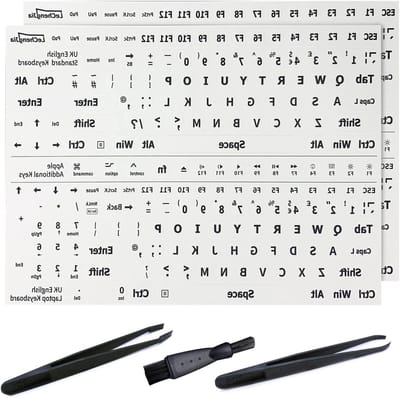Toetsenbordstickers - set van 2 stickers, Engelse toetsenbordstickers met installatiegereedschap, geschikt voor standaard toetsenbord en laptop