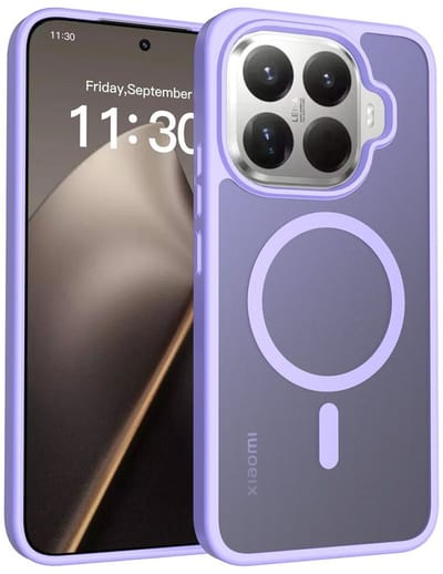 Hoesje voor Xiaomi 15T Pro – Hybrid Back Cover - Compatible met MagSafe – Schokabsorberend TPU & Hard PC – Matte Semi Transparante Beschermhoes Paars