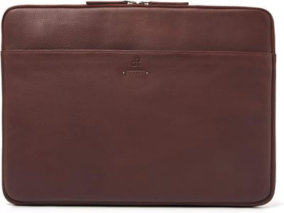 Laptoptas Leer - Laptophoes Beschermhoes - Veilig Transport - Ruim Voorvak - 15.6 inch - Bruin