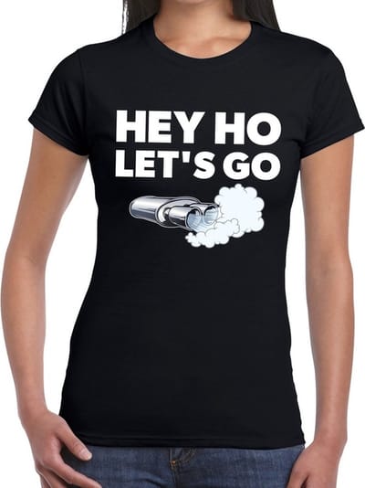 Hey ho let's go t-shirt - zwart festival shirt voor dames XS