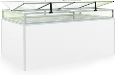 Moestuinbak opzetstuk van aluminium en polycarbonaat Tuinkas plantenbak voor tuin, balkon, met dakvenster kleppen, UV en weerbestendig, 119 x 195 cm