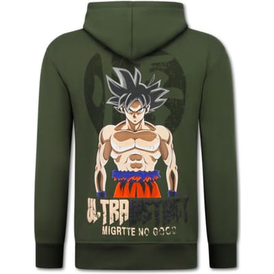 Oversized Hoodie Heren met Capuchon - Trui Heren GOKU Ultra Print - Dik Geweven Sweater Heren - 5562 - Groen