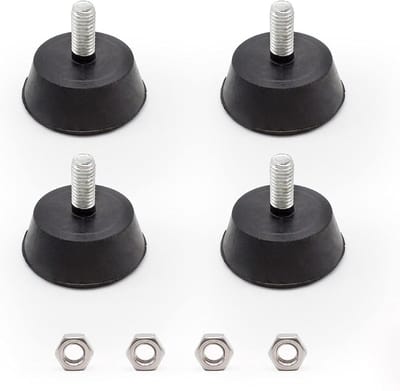Set van 4 Schroefbare Rubber Voeten voor Meubels - Verstelbare Zwarte Furniture Legs, Rubber Buffers M6 x 16 mm, Antislip en Duurzaam