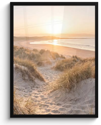 Poster in lijst - Fotolijst 60x80 cm - Posters - Duinen - Strand - Zee - Posterlijst zwart - Decoratie - Wanddecoratie woonkamer - Muurdecoratie slaapkamer