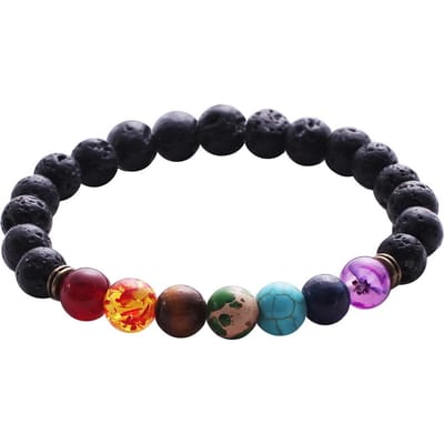 Elastische Natuurlijke Lavasteen Kralen Armband Sieraden Kralen Armband Cadeau black