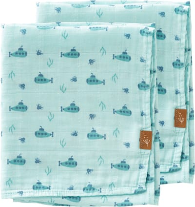 Fresk Hydrofiele Doek – 70 x 60 cm - Spuugdoekjes - Babyverzorging - 1 stuk - Ademend en Absorberend - Babyspullen - Blauw - Submarine