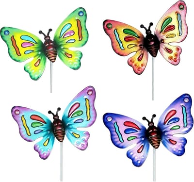 Decoratieve Tuinstekers - Vlinder Stekers - Tuin Decoratie - Set van Vier - 4 Stuks - Multicolor