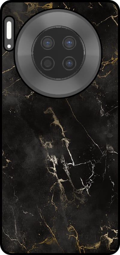 Smartphonica Telefoonhoesje Geschikt voor Huawei Mate 30 met marmer opdruk - TPU backcover case black marble design - Zwart geschikt voor Huawei Mate 30