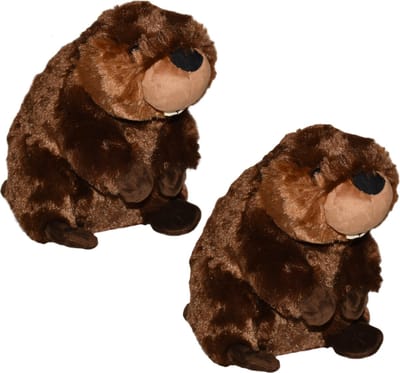 Wild Republic knuffel Bever - 2x - pluche - 30 cm - bruin - knuffeldier