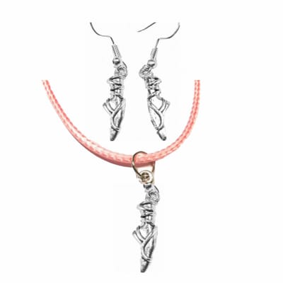 2-Delig- ketting- oorbellen- balletschoen- zilver- ballet-Charme Bijoux