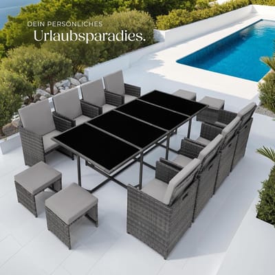 Tuinmeubelset 9-delig 190 x 90 x 75 cm – Aluminium tuintafel met 8 inklapbare verstelbare stoelen – Weerbestendige dining tuinset met veiligheidsglas – Wit/Zilver – Huismeubelhome
