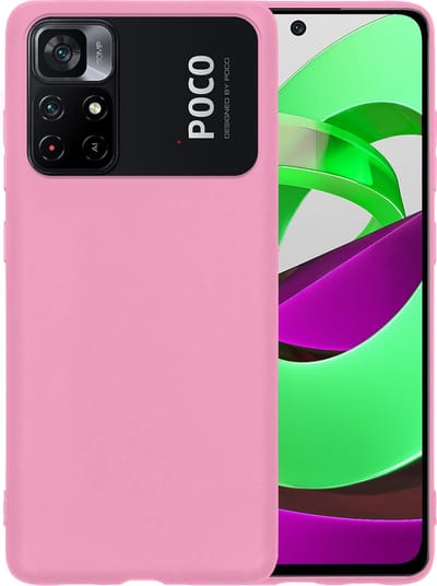 Hoesje - Geschikt voor Xiaomi Poco M4 Pro 5G - Sterk & Shockproof - Hoes Cover - Siliconen Case - Telefoonhoesjes - Lichtroze