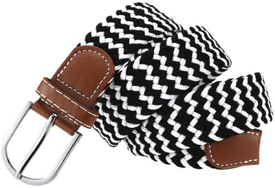 Zwart witte riem - Elastische riem - 105CM - Uitrekbaar tot 120CM - Unisex - CHPN