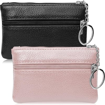 Zwarte en Roze Ritsportemonnees voor Dames en Heren, Sleutelhanger, Handig en Stijlvol