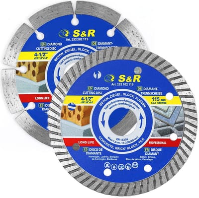 Diamantdoorslijpschijvenset 115 mm - 2-delig voor Steen, Beton, Baksteen en Tegels - Geschikt voor Snoerloze Haakse Slijpers