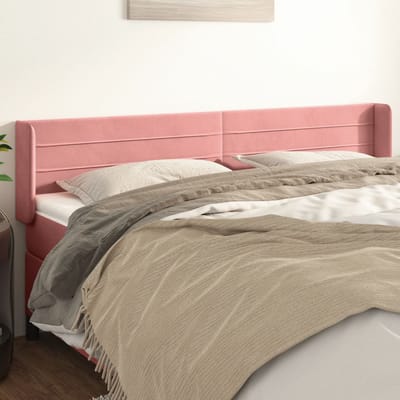 vidaXL - Hoofdbord - met - randen - 163x16x78/88 - cm - fluweel - roze