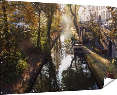 Gards Tuinposter Nieuwe Gracht in Utrecht - 180x120 cm - Tuindoek - Tuindecoratie - Wanddecoratie buiten - Tuinschilderij