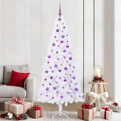 vidaXL - Kunstkerstboom - met - 300 - LED - Wit - 210 - cm - PVC - en - Staal