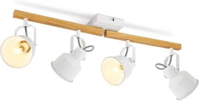 Glitzerlife - Plafondspot Plafondlamp - Industrieel Vintage - Opbouwspots - Draaibaar en Kantelbaar - IJzeren Frame - 64cm - 4xE14 fitting - Wit