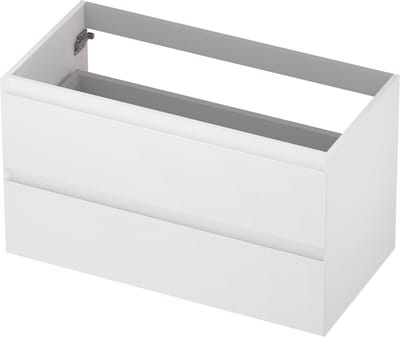 INK® wastafelonderkast 2 laden greeploos gelakt 90x45x52cm, mat wit