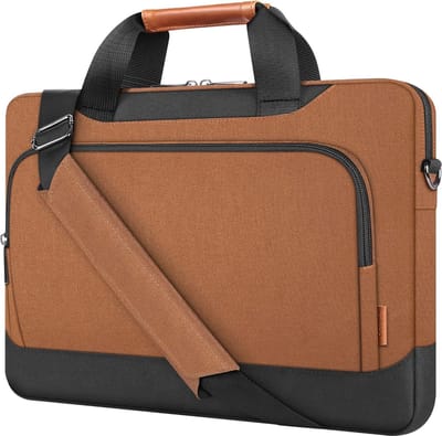 Laptophoes met grote capaciteit, schoudertas, compatibel met 17-17,3 inch Dell Precision 17/MSI/HP Gaming Pavilion 17, MacBook Pro 17, bruin