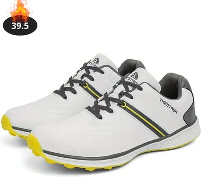 Livano Golfschoenen Heren - Golfkleding - Golfschoenen Antislip - Waterdicht - Golfen - Wit/Geel - 39.5